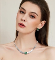 Collier GF Jewelry avec pierre centrale émeraude de 10 carats créée en laboratoire, collier tennis en or 18 carats avec diamants baguette de laboratoire