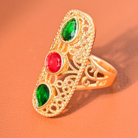 Bague réglable plaquée or 18 carats, zircon vintage, bague de mariage, bague ethnique du Moyen-Orient, bague tendance, cadeau pour homme et femme