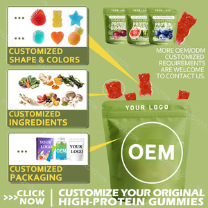 OEM özelleştirilmiş yüksek Protein Gummies sıfır karbonhidrat hayır boyalar şekersiz 20g Vegan bitki bezelye/çim beslenen Whey Protein Gummies aperatifler - Product Image 3