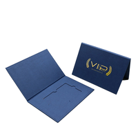 Boîte rigide en papier avec fente pour cartes VIP personnalisées bleu marine, impression dorée à chaud, emballage cadeau pour membres d'entreprise, vente en gros