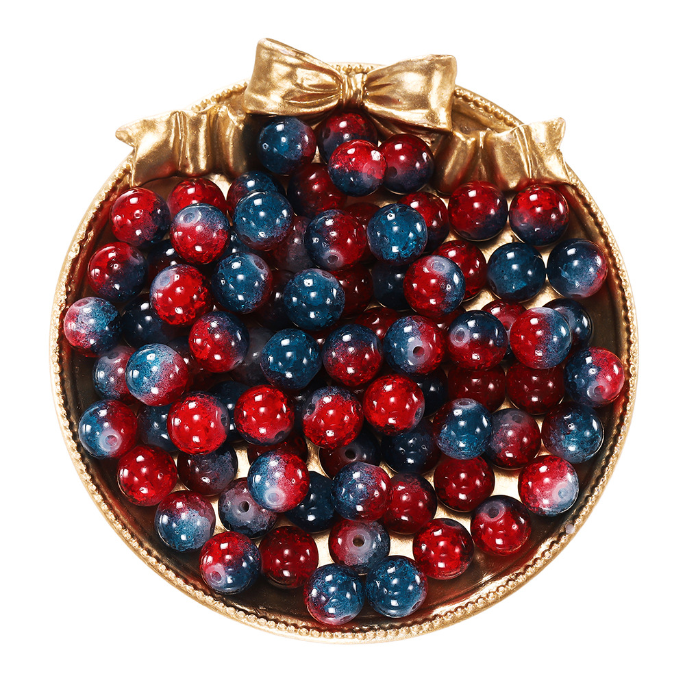 Perles brisées en cristal de jade - Rouge et bleu
