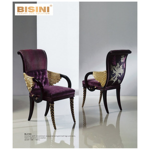 Sedia da pranzo imbottita in velluto con struttura in legno di lusso Neo europeo con finitura laccata nera per uso Villa - Product Image 2