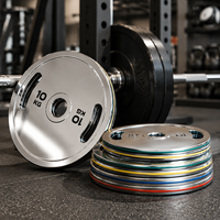 Pelat Beban Baja Padat Berlapis Elektroplating CooSport Fitness untuk Gym Komersial, Pelat Barbel untuk Pria Wanita, Latihan Kekuatan Kebugaran
