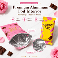 Sacs en mylar personnalisables avec fermeture thermoscellée au dos, pour l'emballage de protéines, d'énergie, de champignons, de nourriture, de barres chocolatées, d'emballage de type coussin