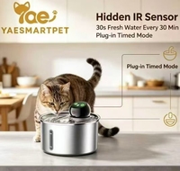 Fontaine à eau sans fil rechargeable pour animaux de compagnie 3,2 L en acier inoxydable 304 avec capteur IR dissimulé, écran tactile et longue autonomie de la batterie