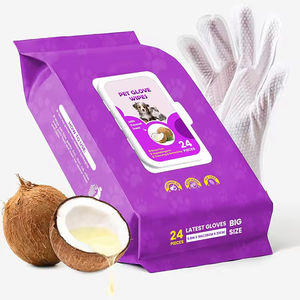 Benutzer definiertes Etikett 20 Count Ultra-Gentle Hypo allergenic Eco Friendly Organic Rinse Free Hunde und Katzen Haustier reinigung Feucht tücher Handschuhe - Product Image 1