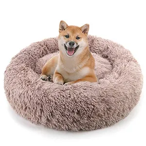 Dropshipping Bone Print Comfy Calming Plush Solid Pet Bed Washable Large Luxury Orthopedic Dog Bed Custom Supplier Wholesale