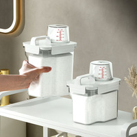 Distributeur de lessive hermétique avec poignée doseuse, contenants de rangement en plastique sans BPA pour poudre et détergent, résistant à l'humidité