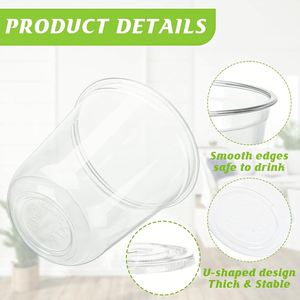 Vasos Desechables para Mascotas de 400 ml con Tapas Planas y Pajitas, Vasos Transparentes de Plástico para Fiestas, Cumpleaños, Bodas, Eventos Navideños - Product Image 3