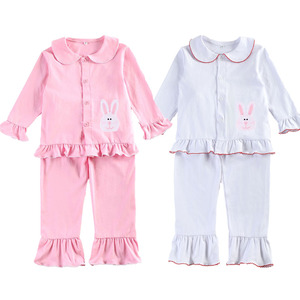 Boutique à volants coton deux pièces ensembles vêtements de nuit <span class=keywords><strong>lapin</strong></span>-motif mignon enfants filles pyjamas - Product Image 1