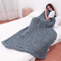 Grobstrick Luxus Raschel-Decke Premium Weich Kuschelig 100% Polyester Chenille Voluminös Flugzeuggeeignet Vier Jahreszeiten Anpassbar