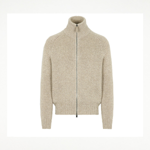Fabricant de tricots personnalisé automne hiver <span class=keywords><strong>beige</strong></span> <span class=keywords><strong>col</strong></span> roulé à manches longues <span class=keywords><strong>pull</strong></span> en coton à fermeture éclair pour hommes - Product Image 1