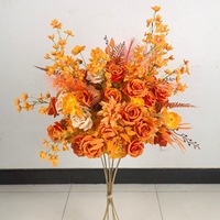 NINI Boule de fleurs ronde orange faite à la main pour fête d'anniversaire, bougeoir suspendu au plafond, centre de table de mariage, boule de fleurs de bienvenue