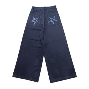 กางเกงยีนส์สตรีทแวร์คัสตอม คุณภาพสูง ลุควินเทจ ซักฟอกหนัก ทรงตรง ขาบาน สำหรับผู้ชาย ลายพิมพ์ดิจิทัลด้านหน้า กางเกงยีนส์ทรงบอยเฟรนด์ - Product Image 2