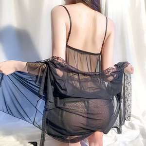 Conjunto de Lencería Sexy para Mujer 2025, Dos Piezas, Estilo Europeo Americano, Bordado de Encaje, Malla Tejida, Control Ligero, Delgado - Product Image 4