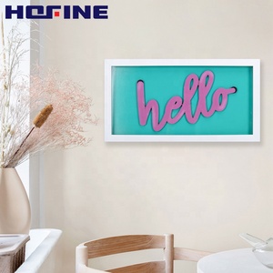 HOFINE HOFINE sıcak Sala merhaba yeşil pembe cam çerçeveli duvar sanatı ev dekoratif boyama