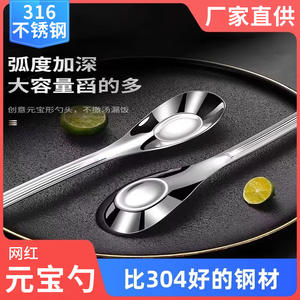 ช้อนหยวนเป่า 316 ช้อนซุปด้ามยาวสแตนเลสสำหรับเด็ก ดีไซน์ชามลึก สีทึบ อุปกรณ์บนโต๊ะอาหาร - Product Image 5