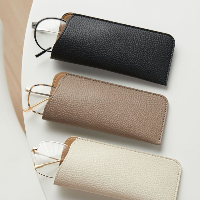 Soft PU Leather Eyeglasses Sleeve Portable Eyewear Pouch Multi-use Pebbled Glasses Case