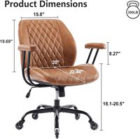 Fauteuil de salon moderne en cuir PU marron, capitonné losanges, pivotant, réglable en hauteur, inclinable, pour bureau - Vente en gros
