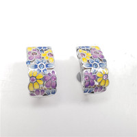 925 Sterling reines Silber Französisch Retro Frauen Mode Farbe kleine Gänseblümchen Blume Clip auf Ohrringe