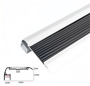Profilé d'escalier en aluminium Fuxin avec insert antidérapant en PVC et caoutchouc, garantie 1 an, pour la protection des bords d'escalier, design moderne - Product Image 2