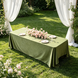 ANNIELU Tovaglia Moderna Personalizzata in Velluto Opaco Rettangolare <span class=keywords><strong>Verde</strong></span> per Eventi, Matrimoni e Decorazioni per Feste - Product Image 4