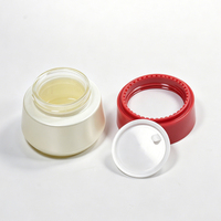Venta al por Mayor de Frascos de Vidrio Blanco de 50g, Botellas de Vidrio Rojas con Serigrafía, Tapa de Rosca Cilíndrica para Almacenamiento de Crema Facial y Loción