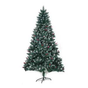 Christmas Trees Manufacturers Flocked PVC Xmas Tree With Pine Cones And Red Berries Christmas Tree Arbol De Navidads