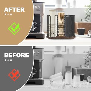Disposable Paper Cup Holder Wrought Iron Storage Rack Desktop Organizer Multipurpose Standing Type Rectangle Shape - Product Image 1