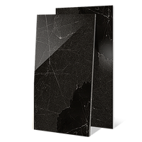 Carrelage en porcelaine effet marbre noir Pabu 750x1500mm, motif continu sur 6 faces, moderne, imperméable, facile à nettoyer, pour salle de bain, salle à manger, sol
