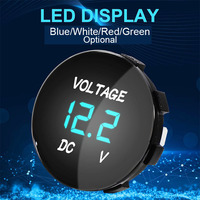 Mini voltímetro monofásico de calibre de Panel redondo con pantalla LED impermeable de 12V para coche, motocicleta, barco, RV