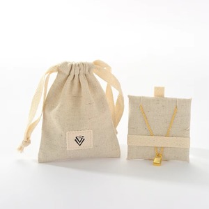 Glampkg Cotton Jewelry Pouch Drawstring Bag Custom Logo Gift Bag <b>Ring</b> Earring Necklace Jewelry Packaging Bags - Product Image 2