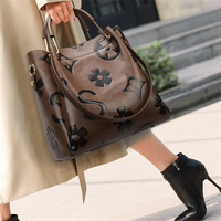 Nouveau sac à main vintage européen-américain en PU pour femme, sac seau de grande capacité avec design gaufré et doublure en polyester