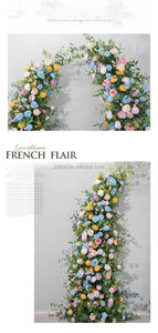 2025 nueva llegada profesional Simple elegante arco de cuerno de pie Floral Artificial decoración de <span class=keywords><strong>boda</strong></span> colorido pastel de rosa de seda - Product Image 6