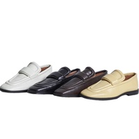 Chaussures plates pour femmes en cuir véritable, mocassins de bureau, chaussures de travail