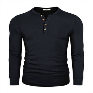 Camiseta Henley de Algodón 100% Suave como la Mantequilla, Lisa, Teñida, con Dobladillo Curvo, Color Gris Jaspeado, Superventas - Product Image 3