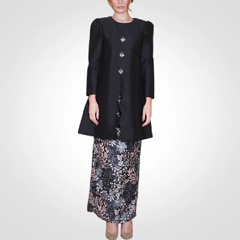 SIPO Baju Kurung Wanita desain baru lebaran, Baju Kurung Modern, Baju pemotong manik-manik leher bulat, Crepe Premium Malaysia