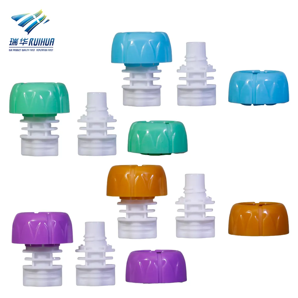 맞춤형 다채로운 유연한 주머니 플라스틱 doypack 주둥이 모자