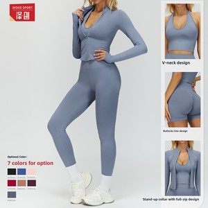 ชุดออกกำลังกายผู้หญิง <span class=keywords><strong>Yali</strong></span> Seamless ทรง I แบบไร้รอยต่อ รุ่น Solid Beauty Back ชุด 2 ชิ้น สำหรับโยคะและฟิตเนส ผลิตจากผ้าสแปนเด็กซ์/ไนลอน ป้องกันรอยยับ รุ่น TZ7725 - Product Image 3
