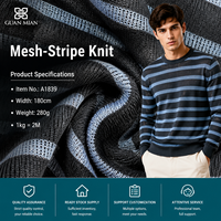 Tissu tricoté à rayures en maille teint en fil GUAN MIAN 280 g/m² 180 cm A1839 77 % polyester 18 % viscose 5 % élasthanne pour vêtements de sport