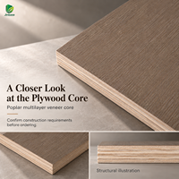 Contreplaqué plaqué Jinbase W-KJ-015 Warm Pebble Greige, qualité E0, 1220x2440mm, feuille de placage teck, traverses en bois composite.
