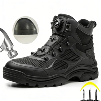 Bottes de travail à boucle rotative pour hommes, chaussures de sécurité à bout en acier, chaussures de sécurité respirantes, chaussures indestructibles, résistantes aux perforations