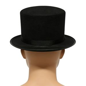 Chapeau haut de forme noir HKZB en feutre, unisexe, toutes saisons, pour magicien, accessoires de magie, fête jazz, performance scénique, cosplay - Product Image 6