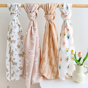 <span class=keywords><strong>Couverture</strong></span> d'emmaillotage personnalisée pour nouveau-né, motif lapin, 70% bambou 30% coton, en mousseline, pour bébé musulman - Product Image 1