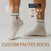 Chaussettes de yoga et de pilates en coton de haute qualité pour femmes, brodées sur mesure, antidérapantes, à compression