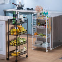 Chariot de rangement multifonction en métal à 4 niveaux pour salon et cuisine, étagère de rangement pour îlots de cuisine, organisateur