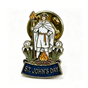 Insignia de Metal Esmaltada Personalizada para el Día de San Juan con Antorcha y Llama, Souvenir Religioso, Deportivo y de Moda - Product Image 1