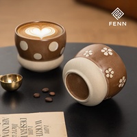 Tasse à café en céramique personnalisée FENN, sans anse, pour latte, 290 ml, pour expresso, cappuccino, tasse à thé en céramique marron, tasse en poterie pour cadeau