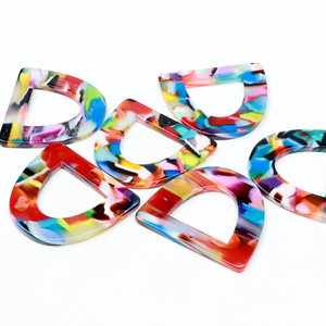 Diy Accessories Tortoiseshell Earring Charms Acetate Acrylic <strong>Beads</strong> D Shaped Pendants Earring Findings Parts Jewelry Supplies