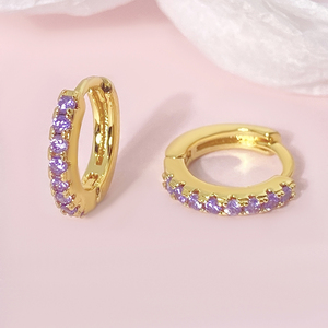 Boucles d'oreilles créoles tendance style arc-en-ciel, bijoux fantaisie unisexe en alliage de cuivre plaqué or 18 carats avec zircon, cadeau, vente en gros, modèle F683 - Product Image 1